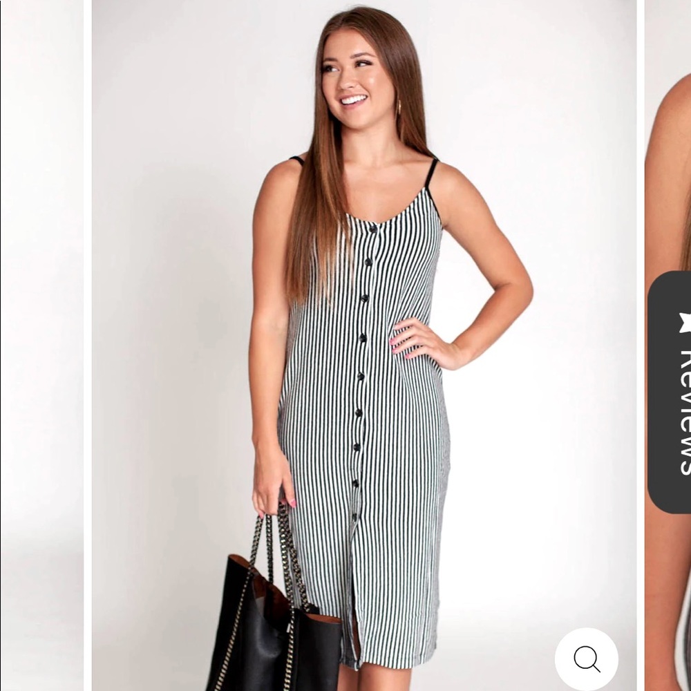 Z Supply Rosa black and white stripe button midi dress